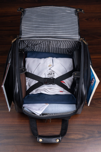 BRAND LEATHER Genuine Leather Underseat Carry-On Rolling Travel