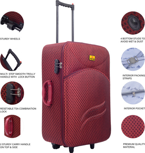 CITY BAG Travel Printed Trolly Bag Two Wheel and Number Lock_07 Expandable  Check-in Suitcase Wheels 20 Inch