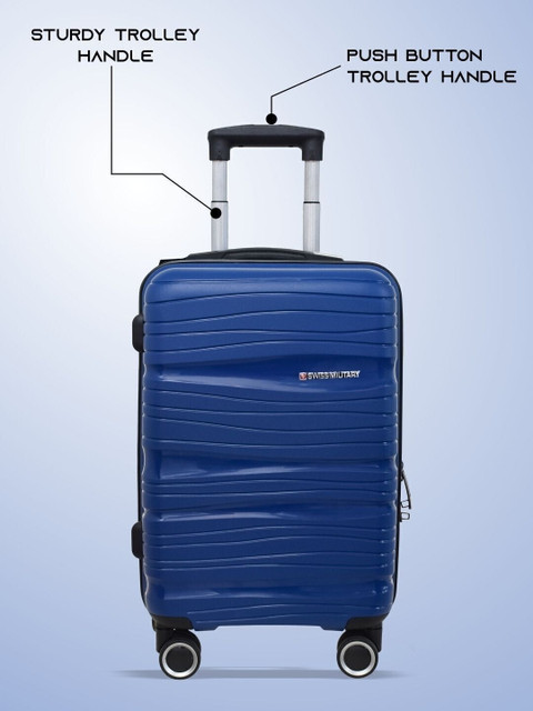 トランク41 V SWISS MILITARY Navy Blue Hard Luggage Trolley Bag Cabin Suitcase 8