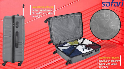 SAFARI Carter Hard Luggage Medium Check-in Trolley Bags (67 cm) Check-in  Suitcase Wheels 24 inch