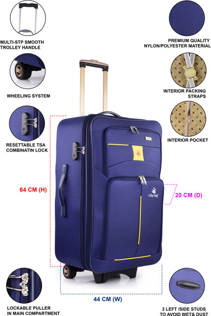 CITY BAG Medium Cabin luggage bag(61cm)Trolley two wheel Travel