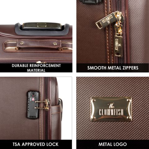 The CLOWNFISH Luxury Unisex Faux Leather Wheel Travel Luggage