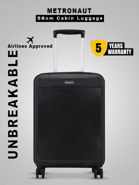 METRONAUT Hero 20 Inch Black Premium PP Hard-Sided Luggage Trolley