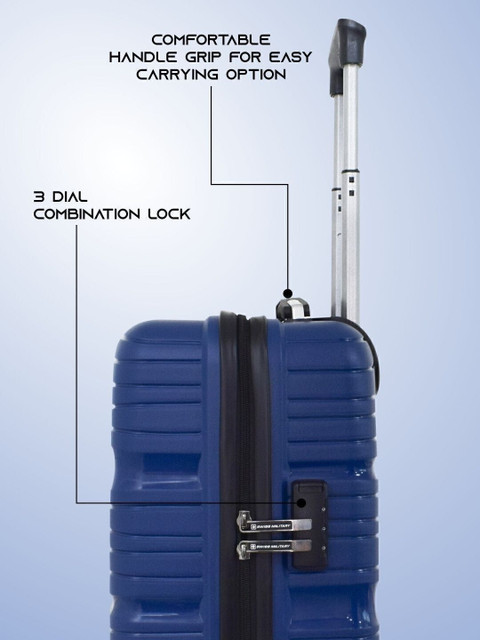 SWISS MILITARY Navy Blue Hard Luggage Trolley Bag Cabin Suitcase 8