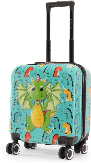 NASHER MILES Tic Tac Toe Fantasy Dragon Hardside Cabin Luggage Green 44cm  Kids Trolley Bag Cabin Suitcase Wheels 17 Inch