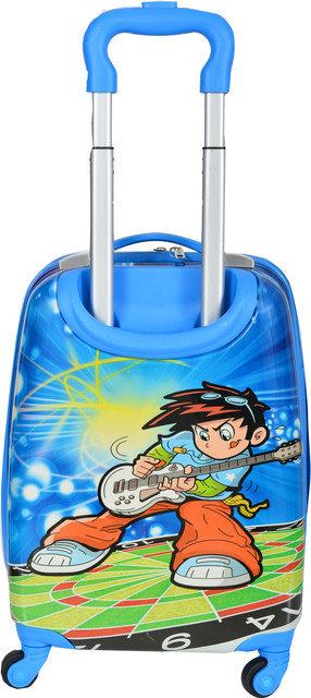 D Paradise Kids 17 Inch cute guitar boy Cartoon Print Trolley Bag