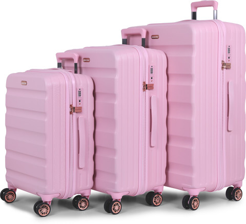 Hardside Luggage Pink Piece Luggage Set LOUVRE -Complete Luggage