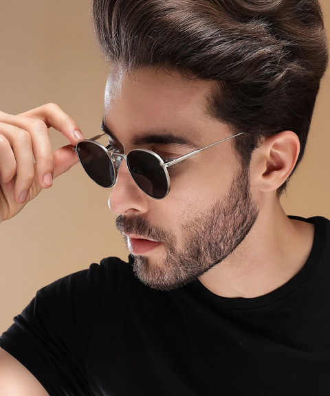 Buy VOYAGE Round Sunglasses Black, Silver For Men Women Online