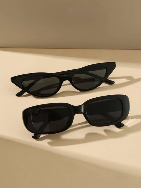 Buy Brand Addiction Cat-eye, Rectangular Sunglasses Black  display picture 2