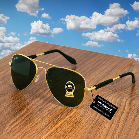 Buy PIRASO Aviator Sunglasses Golden, Black For Men Women Online