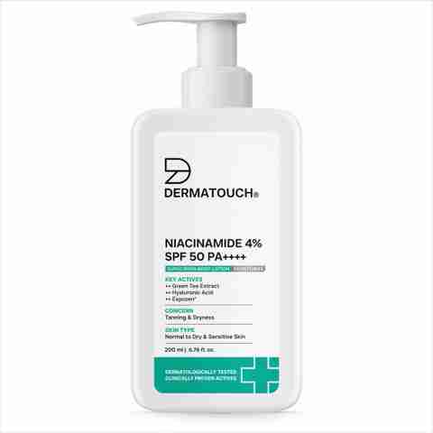 Dermatouch Sunscreen - SPF 50 PA++++ NIACINAMIDE 4% SPF 50 PA++++ SUNSCREEN LOTION 200ml , Body Lotion for Tanning (200 ml) - Image 5