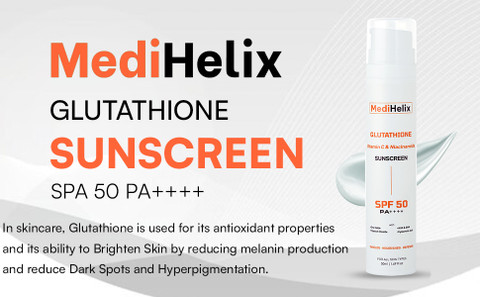 MediHelix Sunscreen - SPF 50 PA++++ Glutathione Sunscreen with Vitamin C  for UVA & UVB, Blue Light Protection - Price in India, Buy MediHelix  Sunscreen