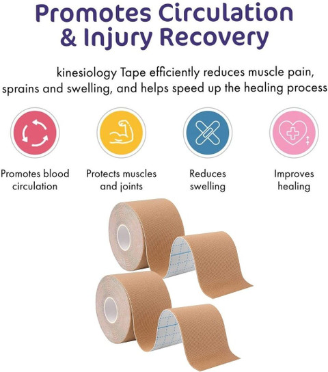 Comfortinglives Kinesiology Tape for Ankle Support (5M x 5CM) Pain Relief  Sports Tape Kinesiology Tape