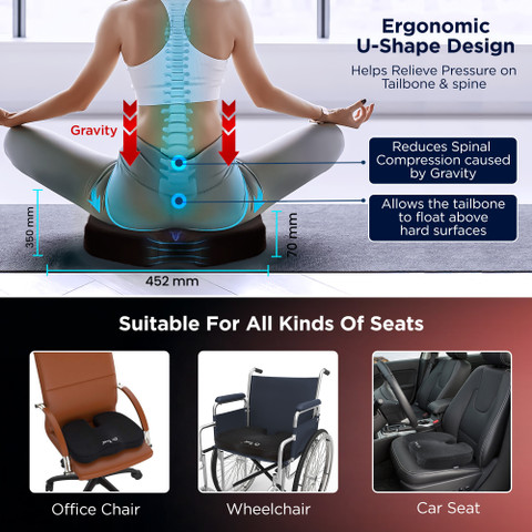 Dr Trust (USA) Coccyx Pillow tailbone seat Cushion for sciatica