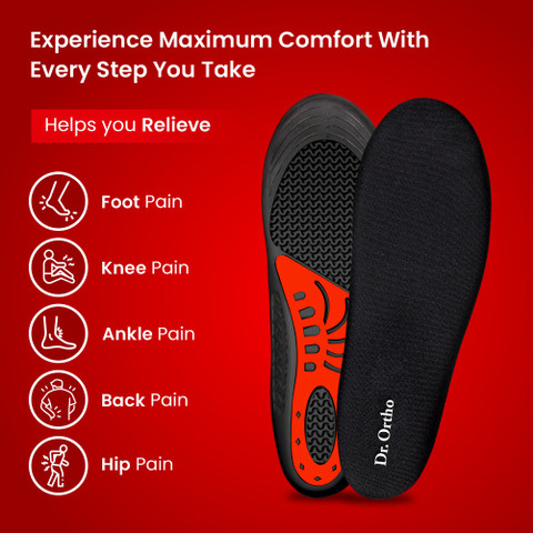 Ortho Pain Relief Gel Insoles|Trimmable Sole for Walking, Running  Sports- Pair Heel Support