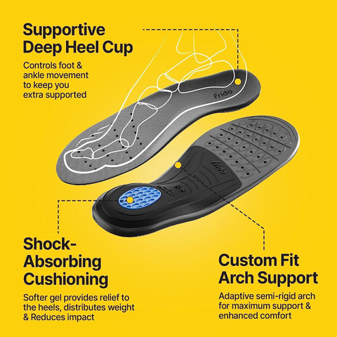 Frido Semi Rigid Arch Support Insole for Flat Feet, Medium 6-8 UK Foot  Support