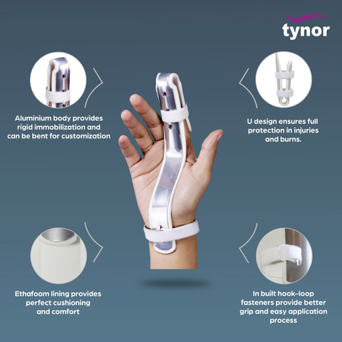 TYNOR Finger Extension Splint, Silver, Medium, Unit Splints