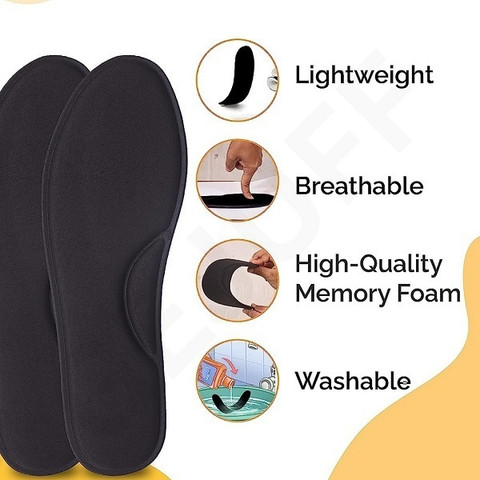 GEJUFF memory foam shoe liners memory foam shoe insoles Black