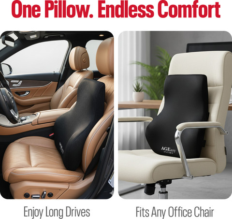 AGEasy Orthopedic Back Rest Cushion for Chair &Car Seat, Memory Foam  Premium Air Mesh Back Lumbar Support