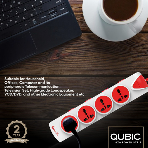 Fybros Qubic 4x4 International Power Strip |Individual Switch |2