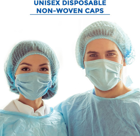 C-Cure Stretchable Bouffant Caps Blue Pack of 400 Cooking Cap Hair Net  Kitchen Surgical Head Cap