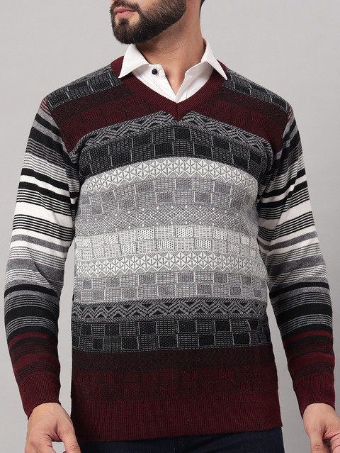 eWools Striped V Neck Casual Men Multicolor Sweater Buy eWools