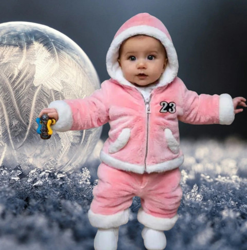 Asent Solid Hooded Neck Casual Baby Boys Baby Girls Pink Sweater