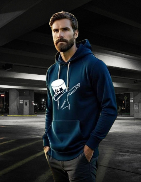 ZYLUTE Printed Hooded Neck Casual Men Blue Sweater Buy ZYLUTE