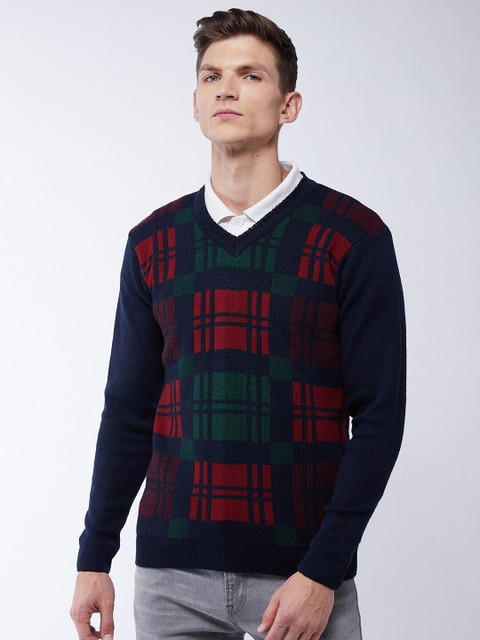 Pivl Printed V Neck Casual Men Dark Blue Sweater Buy Pivl