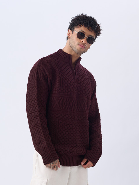 Maroon Sweater High Neck Sweater Mens Flipkart The Souled