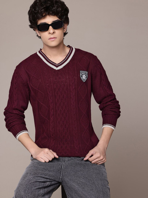 V Neck Maroon Mens Jumper Duke Stardust Men Full Sleeve V Neck
