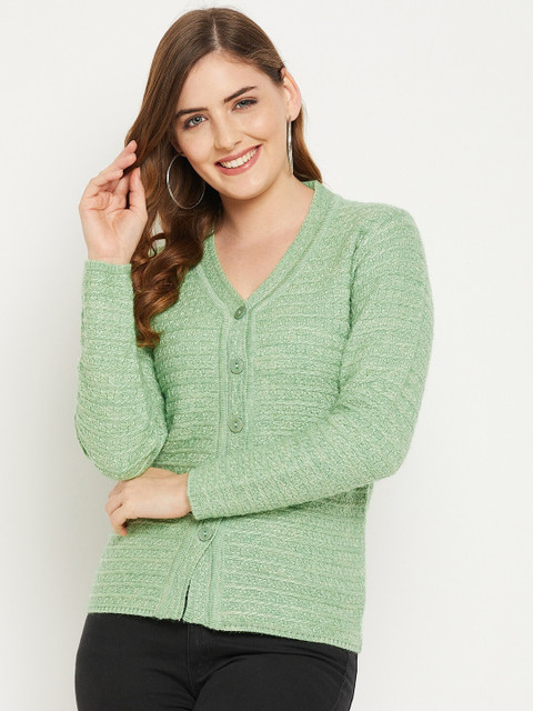 Zigo Self Design V Neck Casual Women Green Sweater Buy Zigo Self