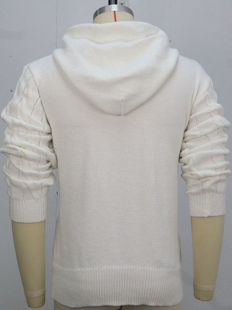 Mast & Harbour Men White Hooded Neck Self Design Sweater - Image 7