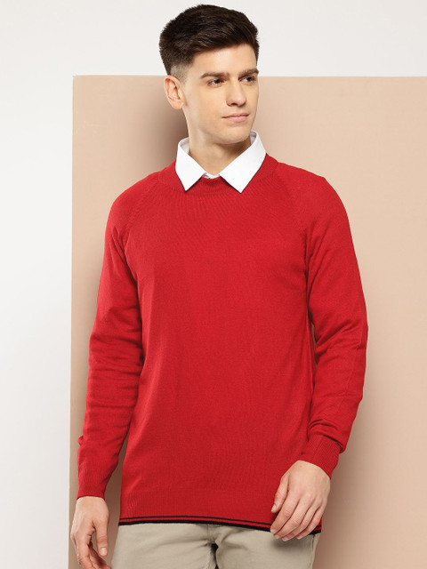 INVICTUS Solid Round Neck Casual Men Red Sweater Buy INVICTUS