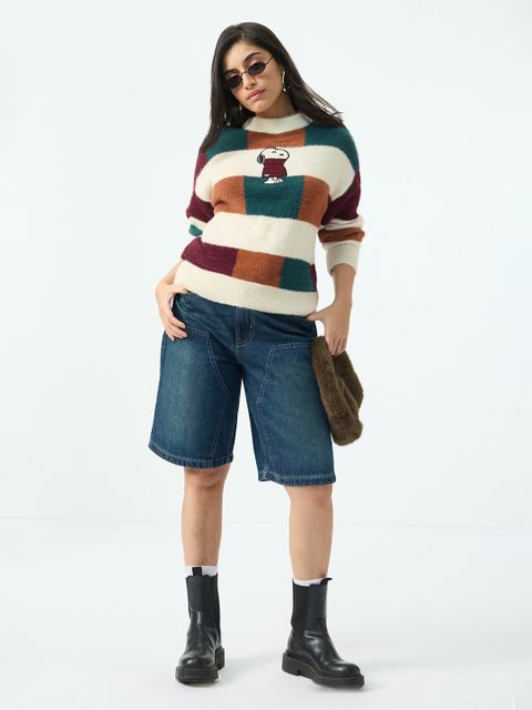 The Souled Store Women Multicolor Graphic Sweater - Image 4