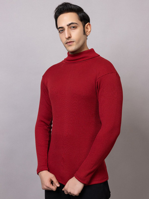 Maroon Sweater High Neck Sweater Mens Flipkart BAB Solid High Neck