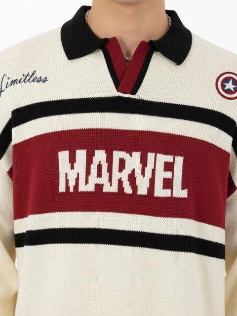 Glitchez Men Graphic Print Collared Neck White Sweater - Image 4