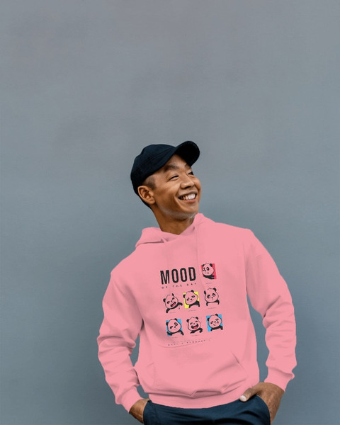 EcoRunner Printed Hooded Neck Casual Men Pink Sweater