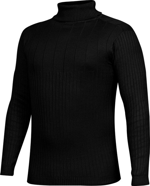 Clothify Woven Turtle Neck Casual Boys Black Sweater