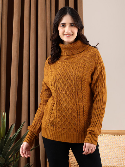 Flipkart Orange High Neck Sweater Orange Solid Color Shirts