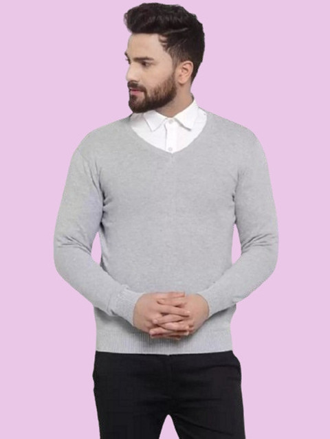 ZAKOD Solid V Neck Casual Men Grey Sweater Buy ZAKOD Solid V