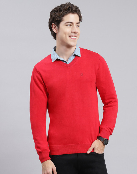 HOT V Neck Monte Carlo Mens Sweaters MONTE CARLO Solid V