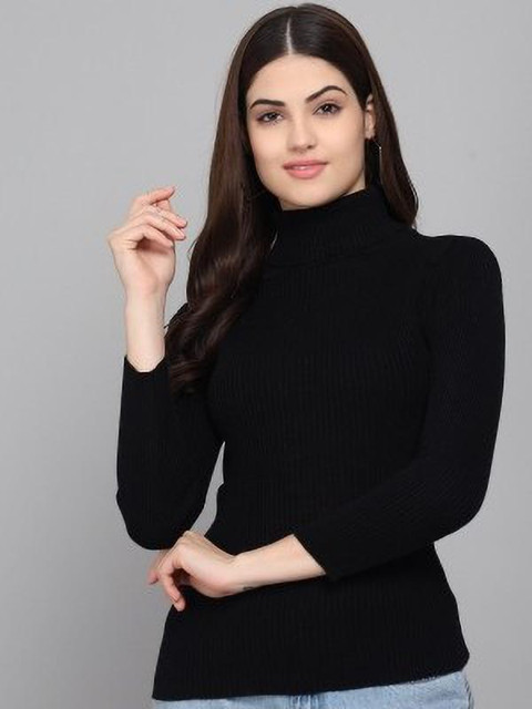 Talgo Solid High Neck Casual Women Black Sweater Buy Talgo Solid