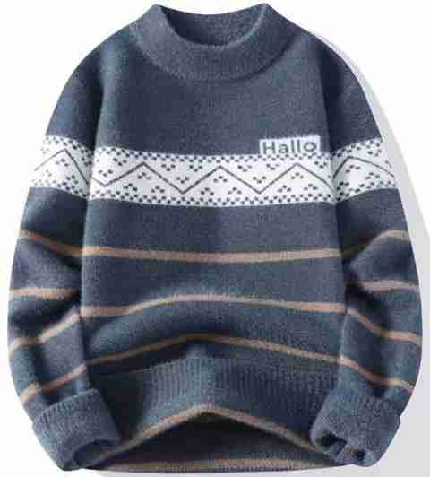 FitIn OutFit Men Self Design Round Neck Multicolor Sweater - Image 5