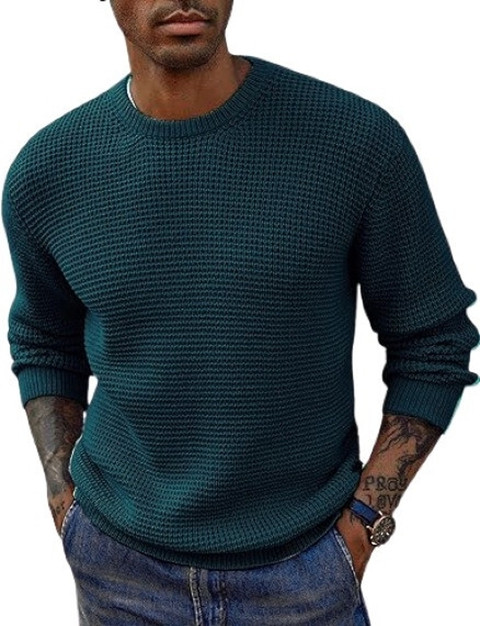 COLORCHAKRA Self Design Round Neck Casual Men Multicolor Sweater