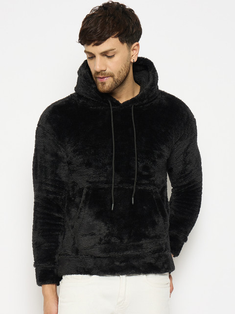 BICHARA Solid Hooded Neck Casual Men Black Sweater