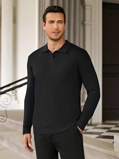 TYSORT Solid Collared Neck Casual Men Black Sweater - Buy TYSORT Solid  Collared Neck Casual Men Black Sweater Online at Best Prices in India |  Flipkart.com