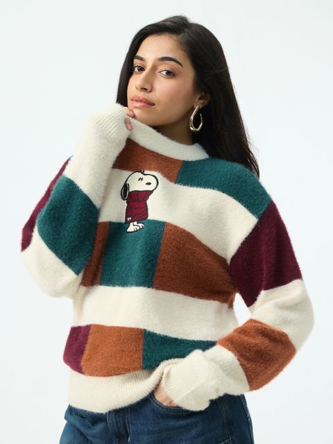 The Souled Store Women Multicolor Graphic Sweater - Image 5