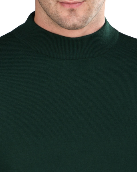 Guy London Clothing Solid Turtle Neck Casual Men Green Sweater
