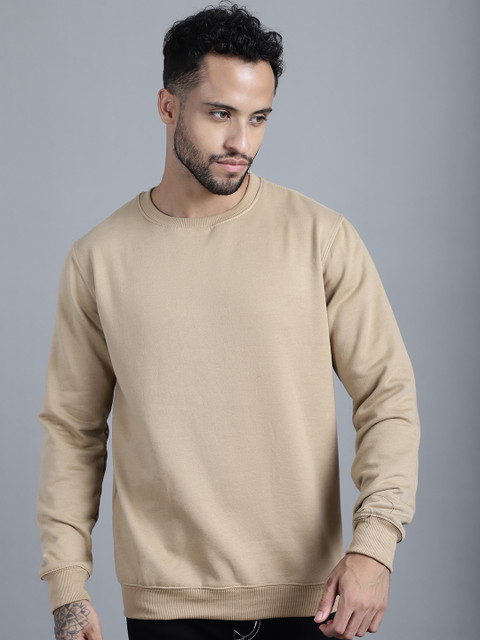 Funahme Solid Round Neck Casual Men Beige Sweater Buy Funahme